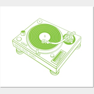 Turntable (Yellow Green Lines) Analog / Music Posters and Art